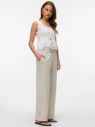 Vero Moda Pantalone Donna Caia Grigio Argento 10333796 Silver Lining VERO MODA 