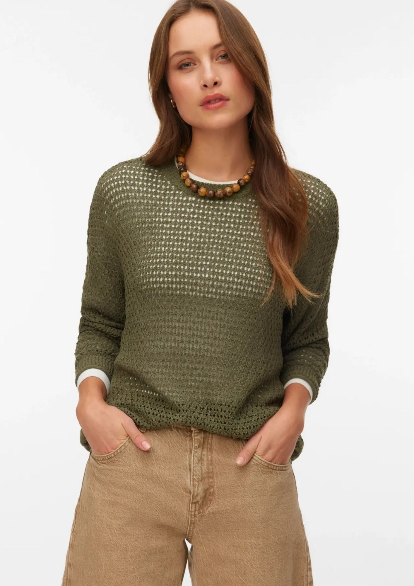 Vero Moda Pullover Donna Charlene Verde 10340125 Kalamata SOLID VERO MODA 