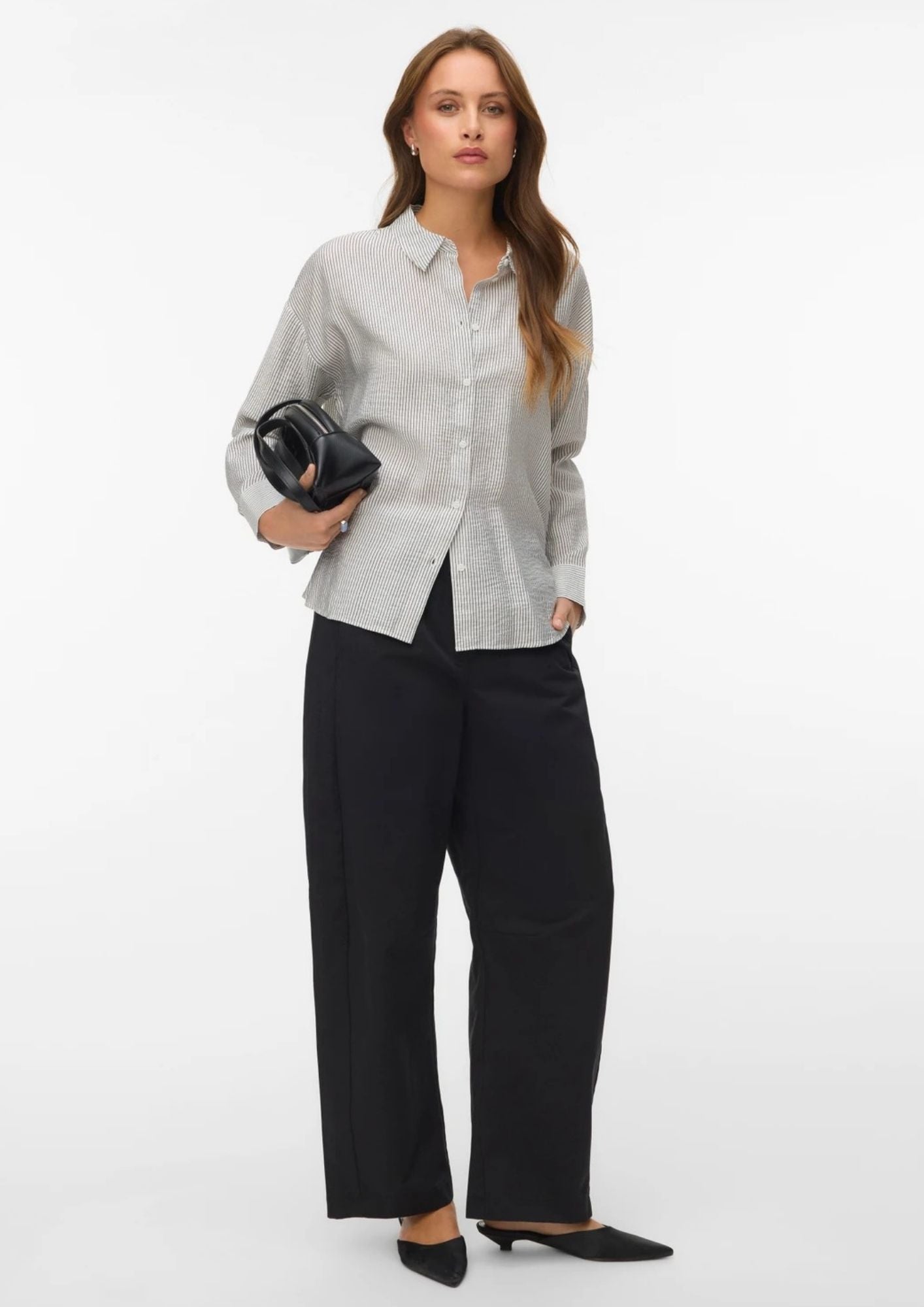 Vero Moda Camicia Donna Kaja Bianca Righe Nere 10340687 Snow White Amanda Black VERO MODA 