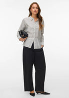 Vero Moda Camicia Donna Kaja Bianca Righe Nere 10340687 Snow White Amanda Black VERO MODA 