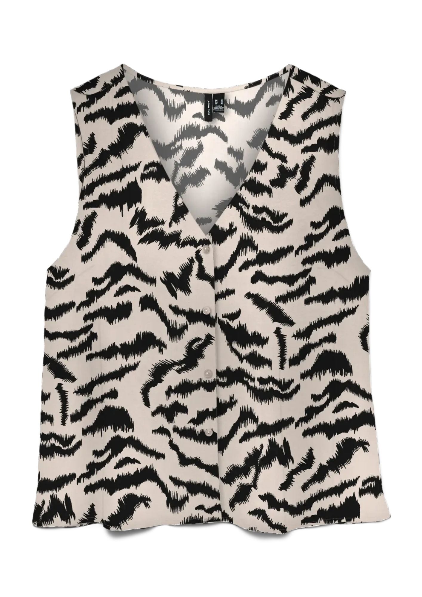 Vero Moda Top Donna Menny Grigio Argento Stampa Calli 10341539 Silver Lining Calli VERO MODA 
