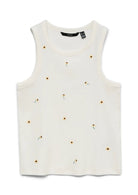 Vero Moda Top Donna Naja Bianca con Stampa Sunflower 10341964 Snow White SUNFLOWER VERO MODA 