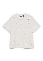 Vero Moda T-Shirt Donna Sola Bianca Stampa Sunflower 10341979 Snow White SUNFLOWER VERO MODA 