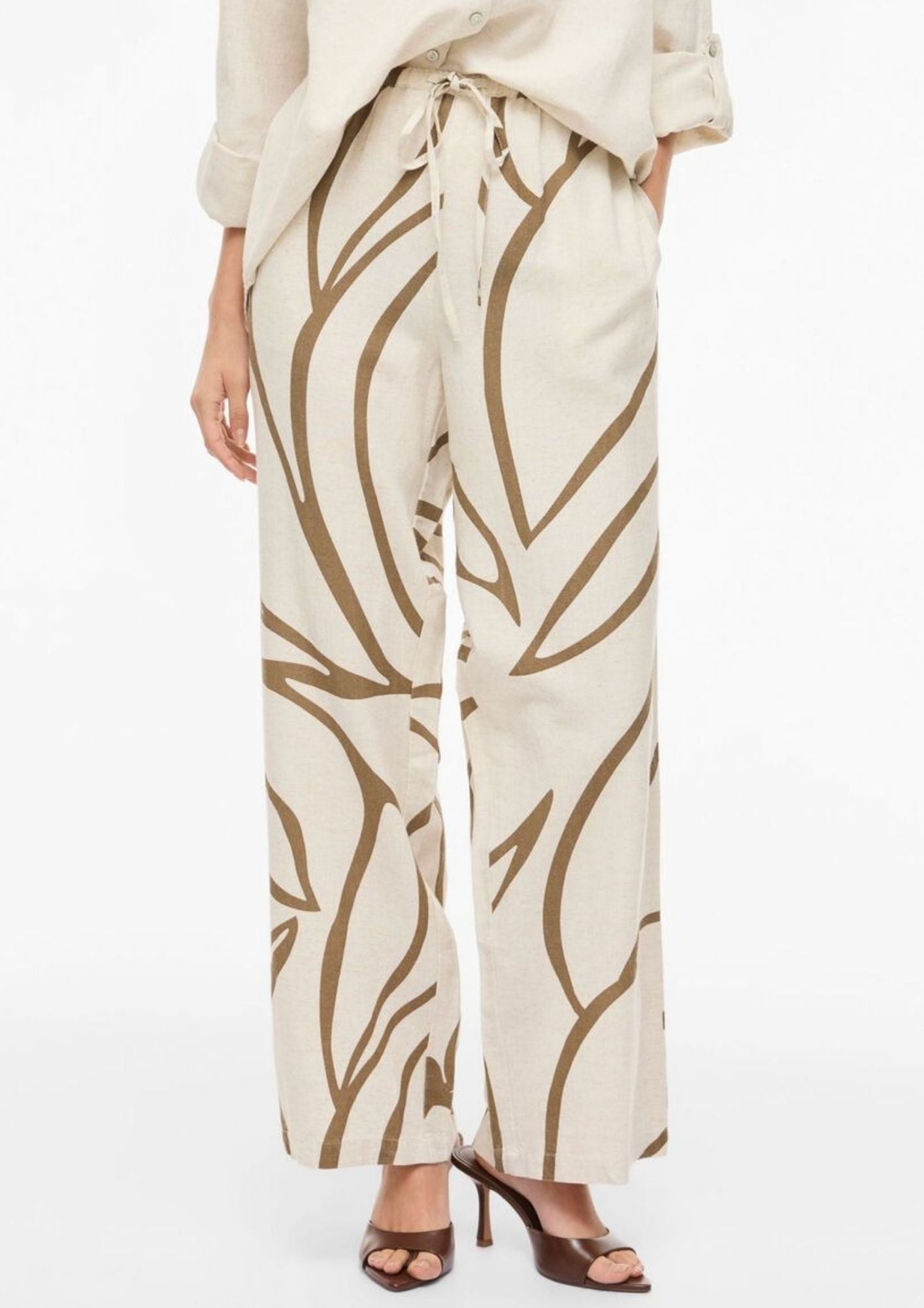 Vila Pantalone Donna Prisilla Ecrù e Marrone 14104793 Cub FLOWER VILA 