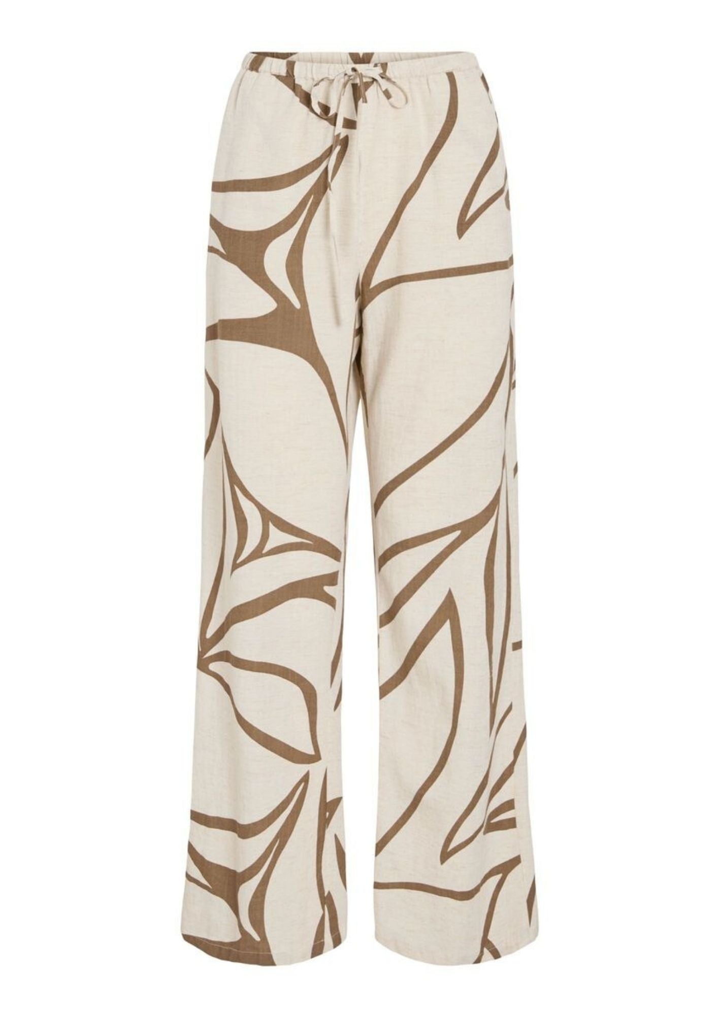 Vila Pantalone Donna Prisilla Ecrù e Marrone 14104793 Cub FLOWER VILA 