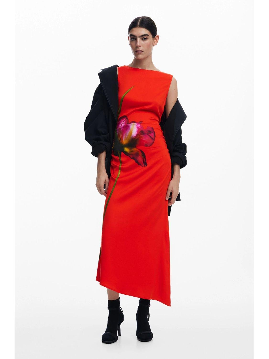 Abito asimmetrico orchidea Donna Rosso - Santangelo