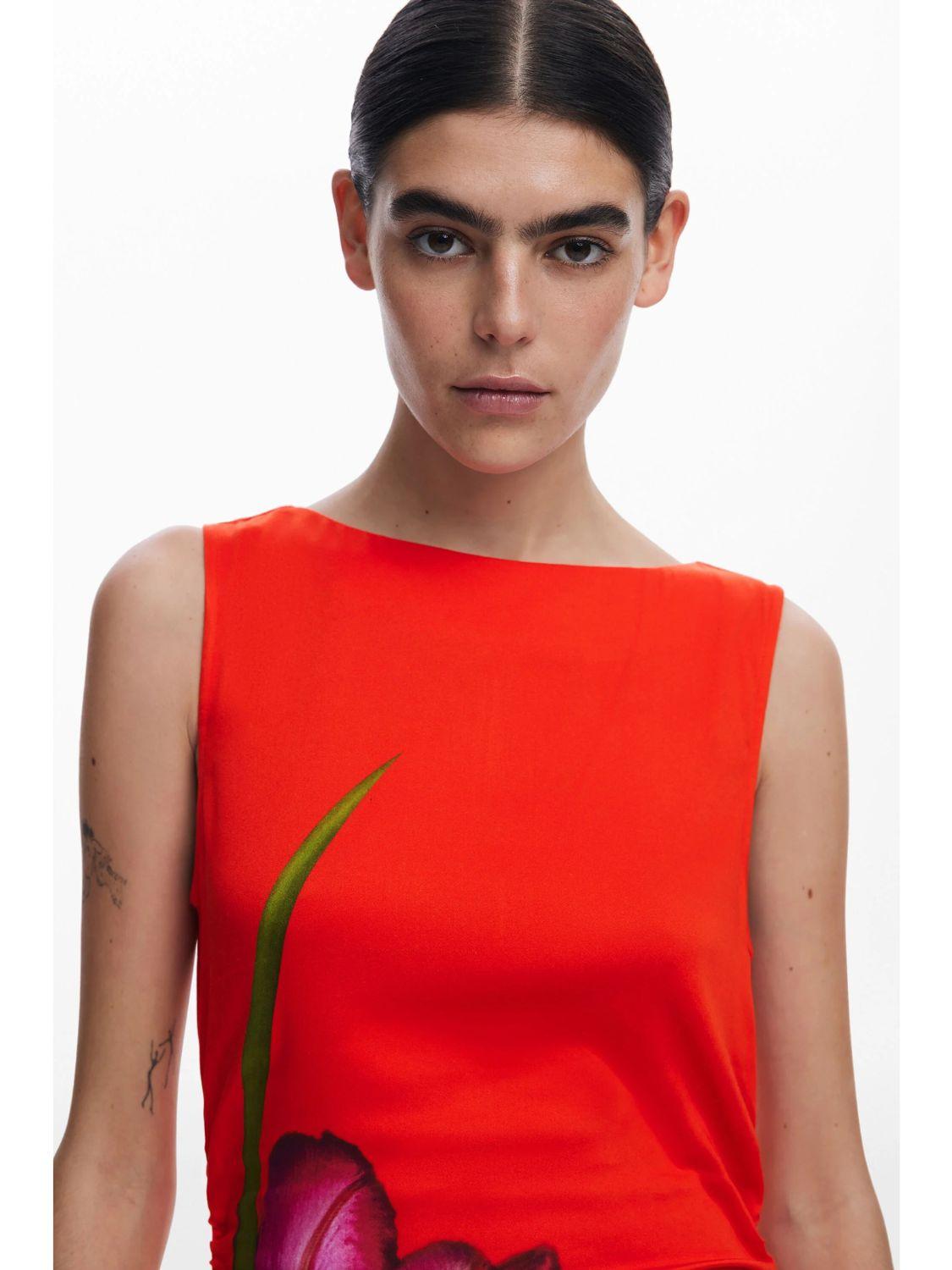 Abito asimmetrico orchidea Donna Rosso - Santangelo