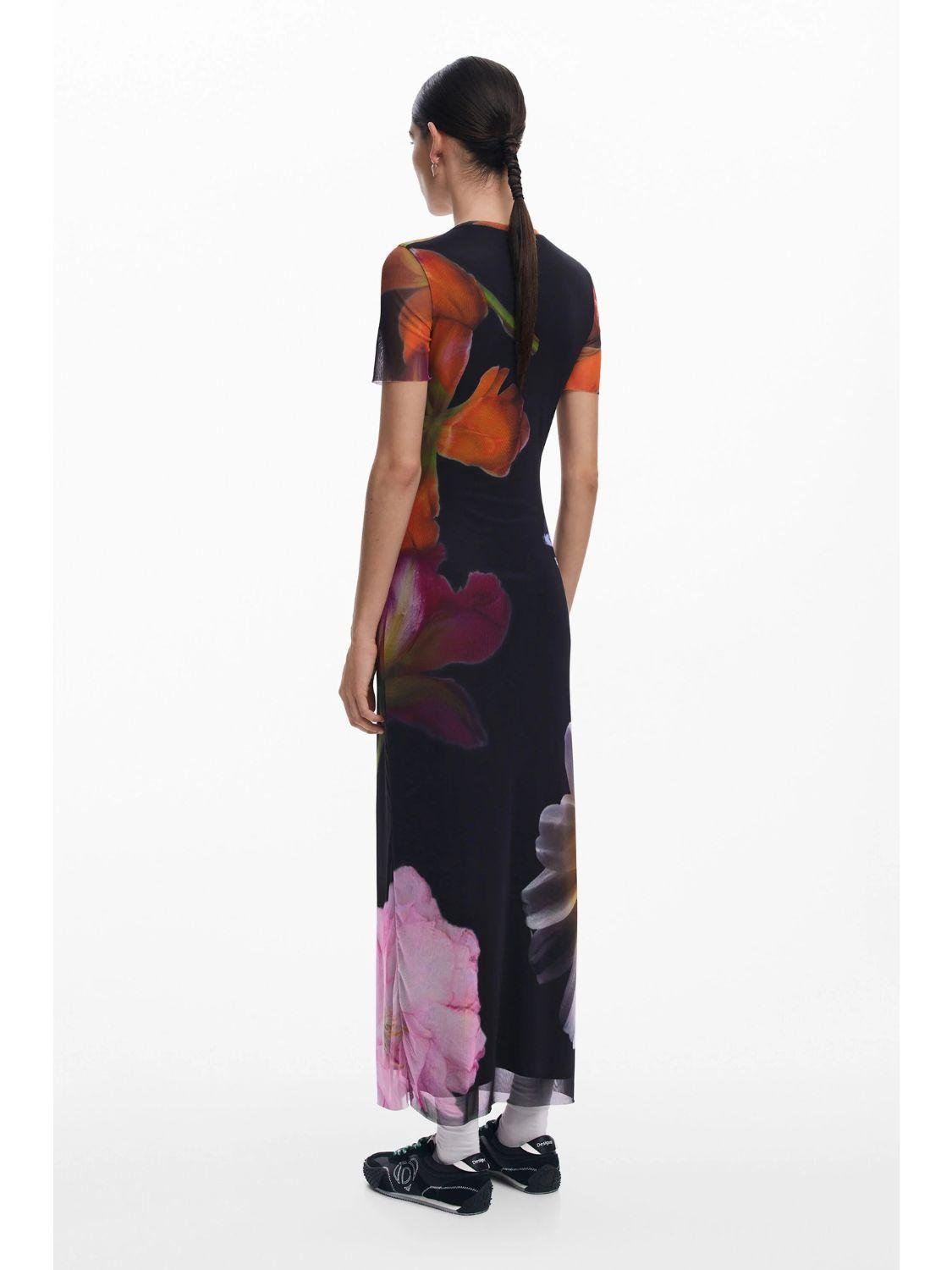 Abito in tulle con fiori Donna Nero - Santangelo