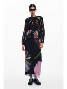 Abito in tulle con fiori Donna Nero - Santangelo