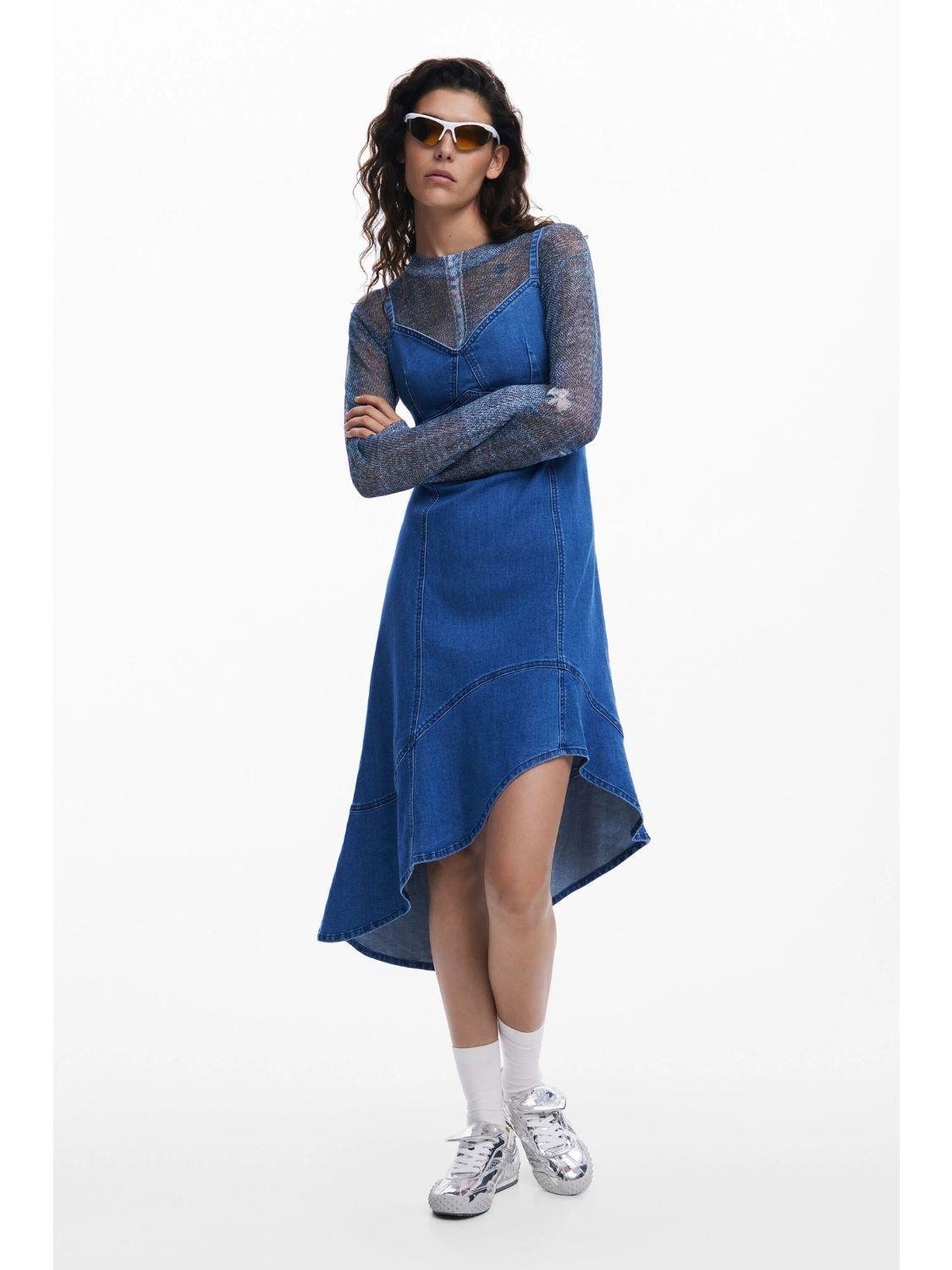 Abito midi in denim Donna Blu - Santangelo