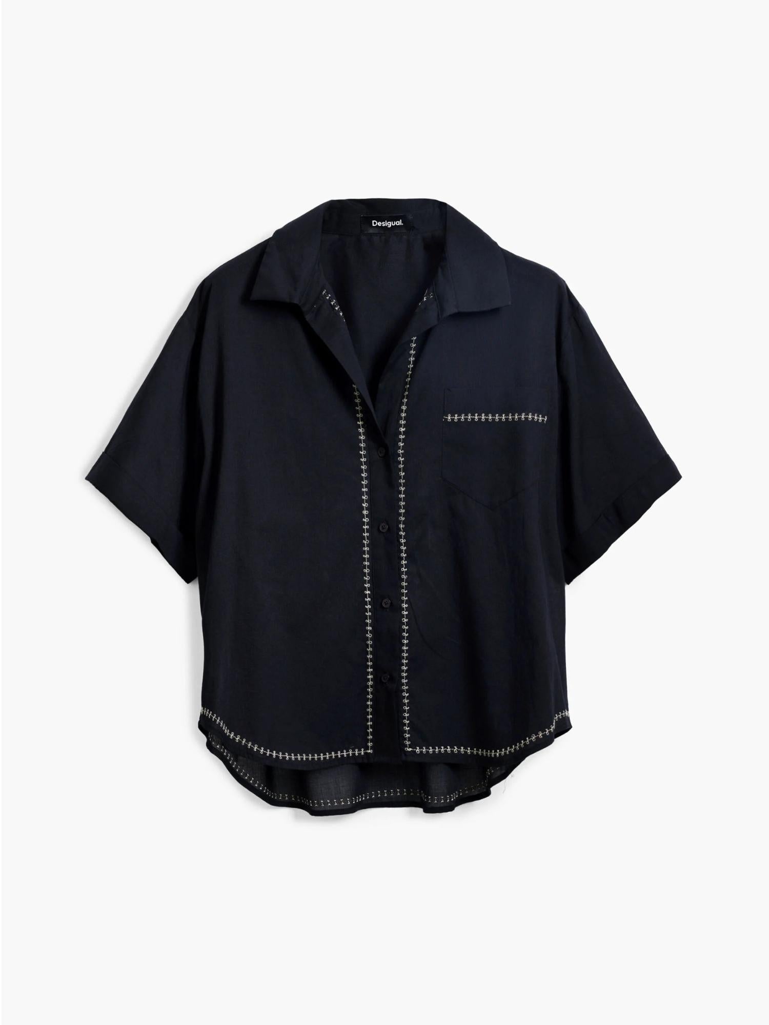 Camicia a maniche corte Donna Nero - Santangelo