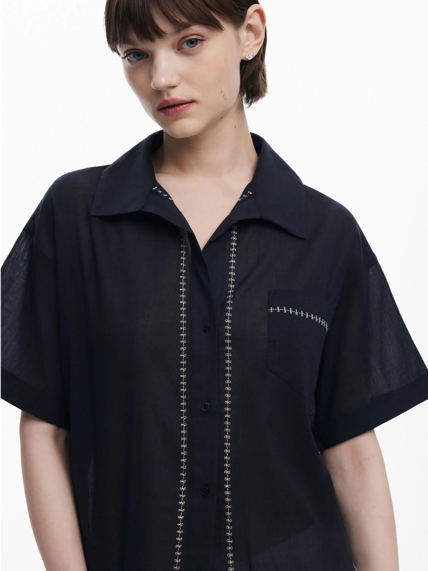 Camicia a maniche corte Donna Nero - Santangelo