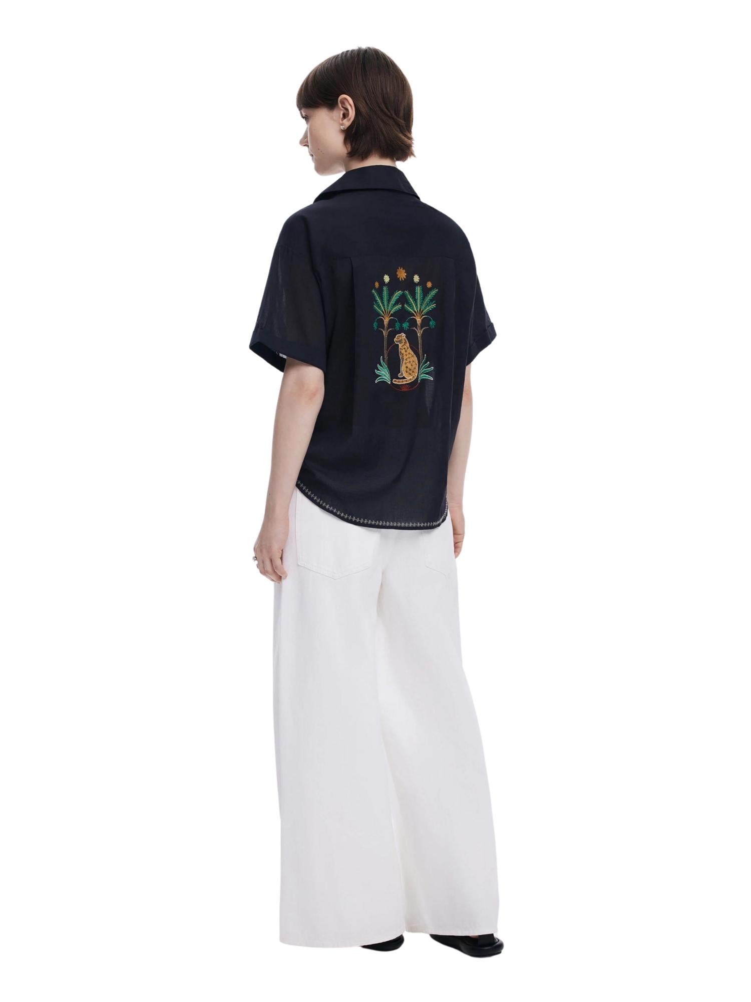 Camicia a maniche corte Donna Nero - Santangelo