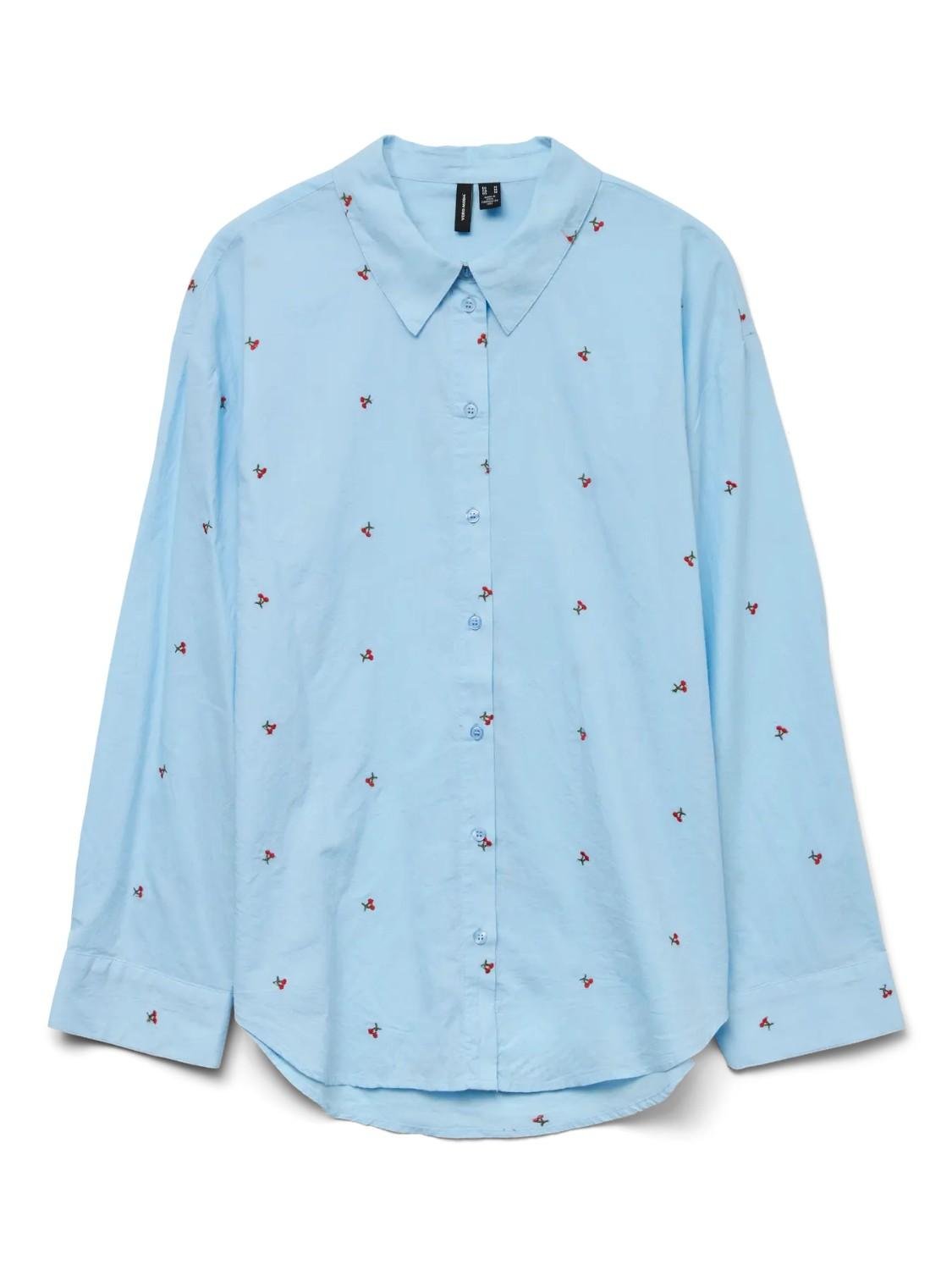 Camicia Donna Airy Blue Emb cherry - Santangelo
