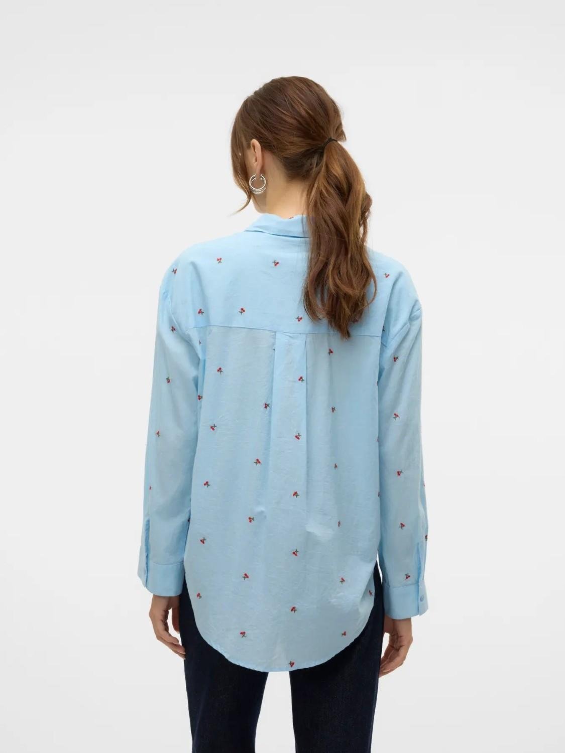Camicia Donna Airy Blue Emb cherry - Santangelo