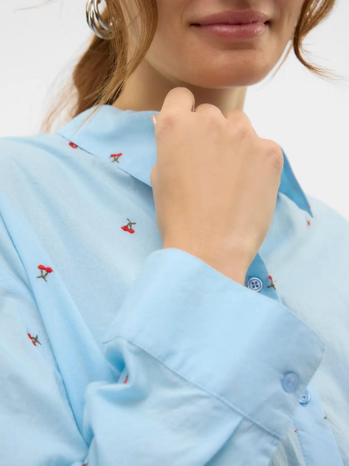 Camicia Donna Airy Blue Emb cherry - Santangelo