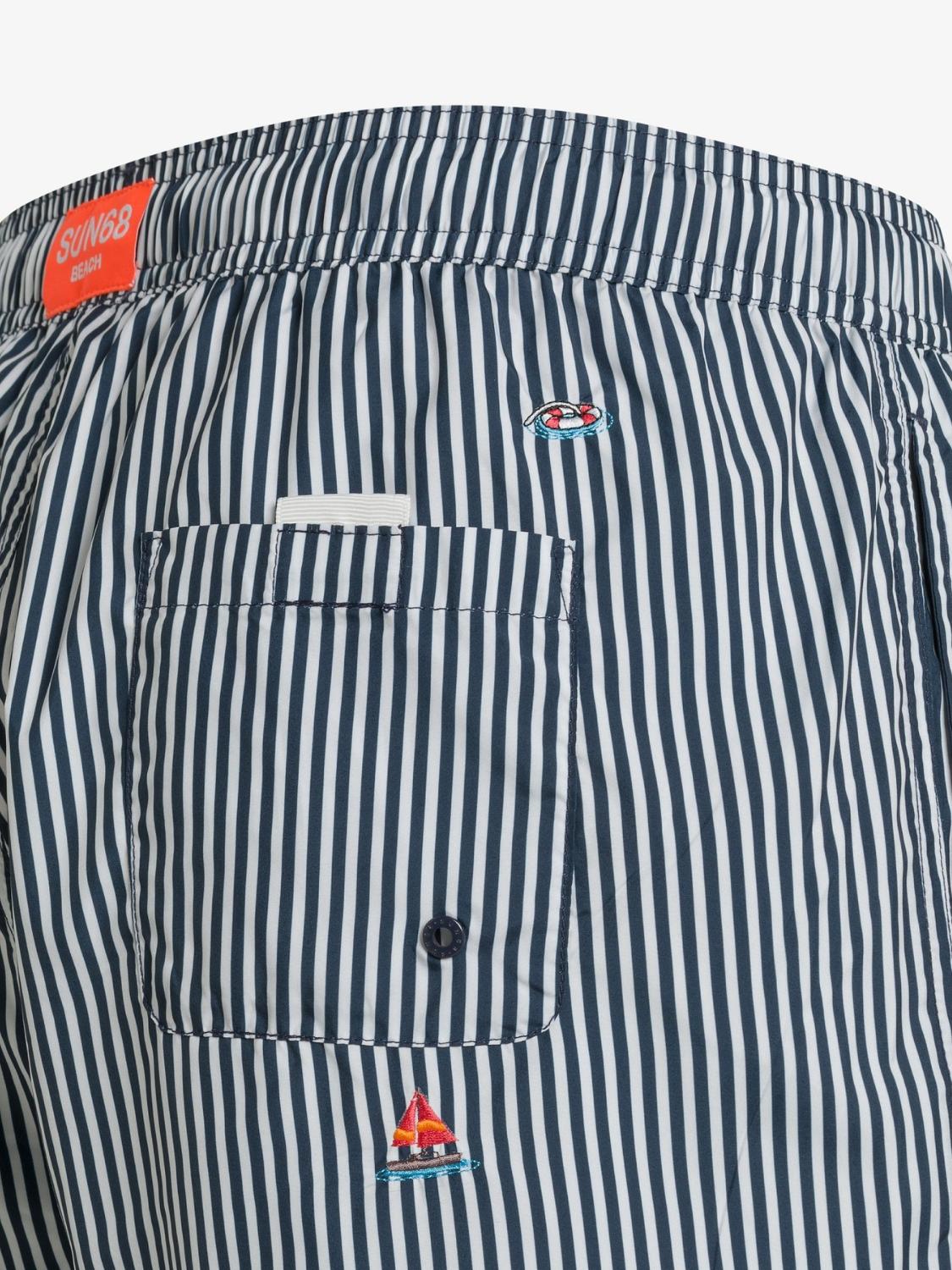 Costume da bagno con ricamo piccolo Uomo Blu Navy Bianco - Santangelo