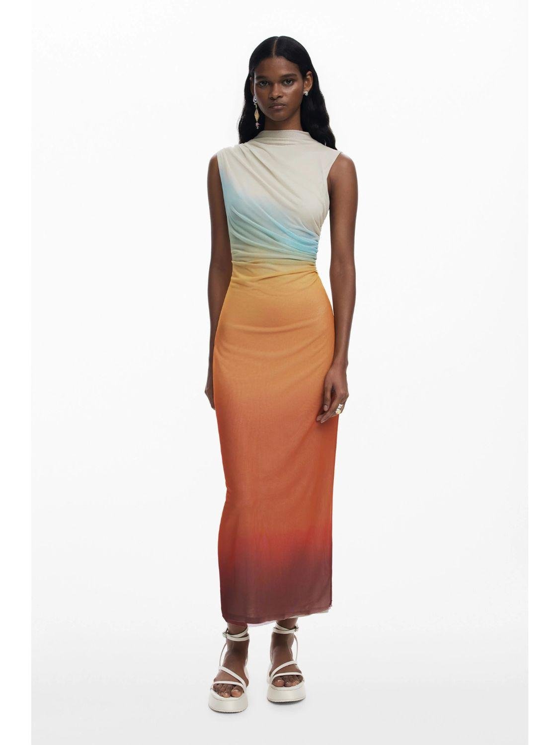 Desigual Abito in tulle sfumato Donna Arancione - Santangelo