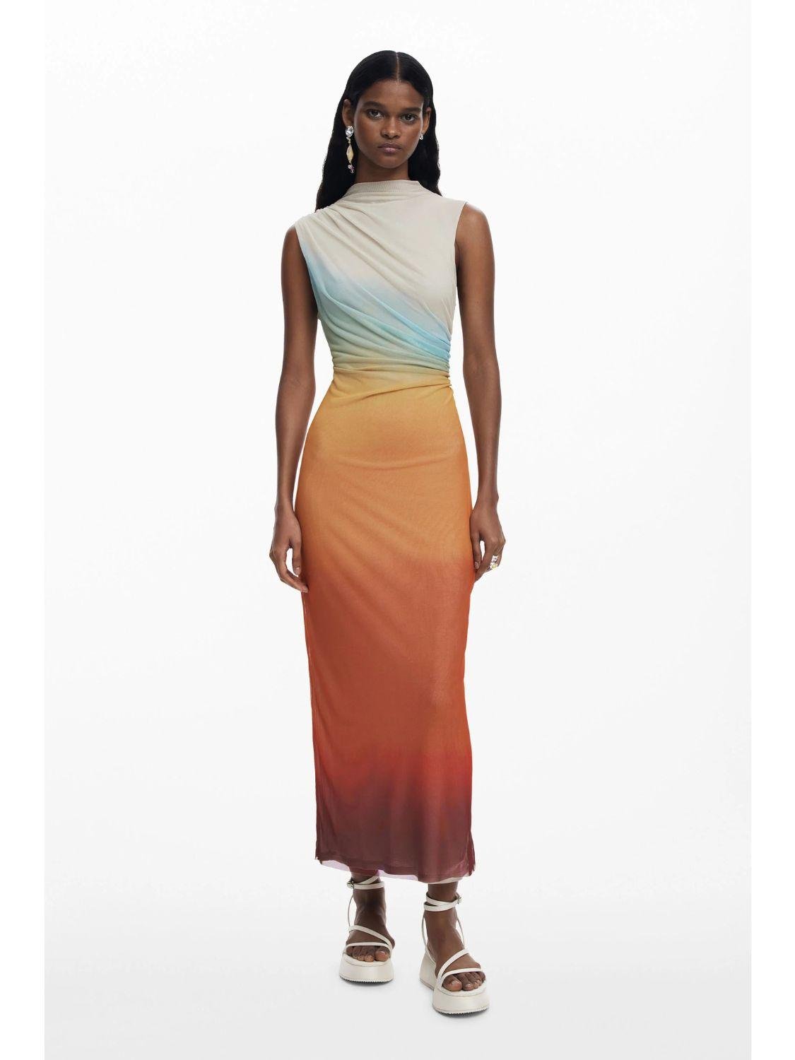 Desigual Abito in tulle sfumato Donna Arancione - Santangelo