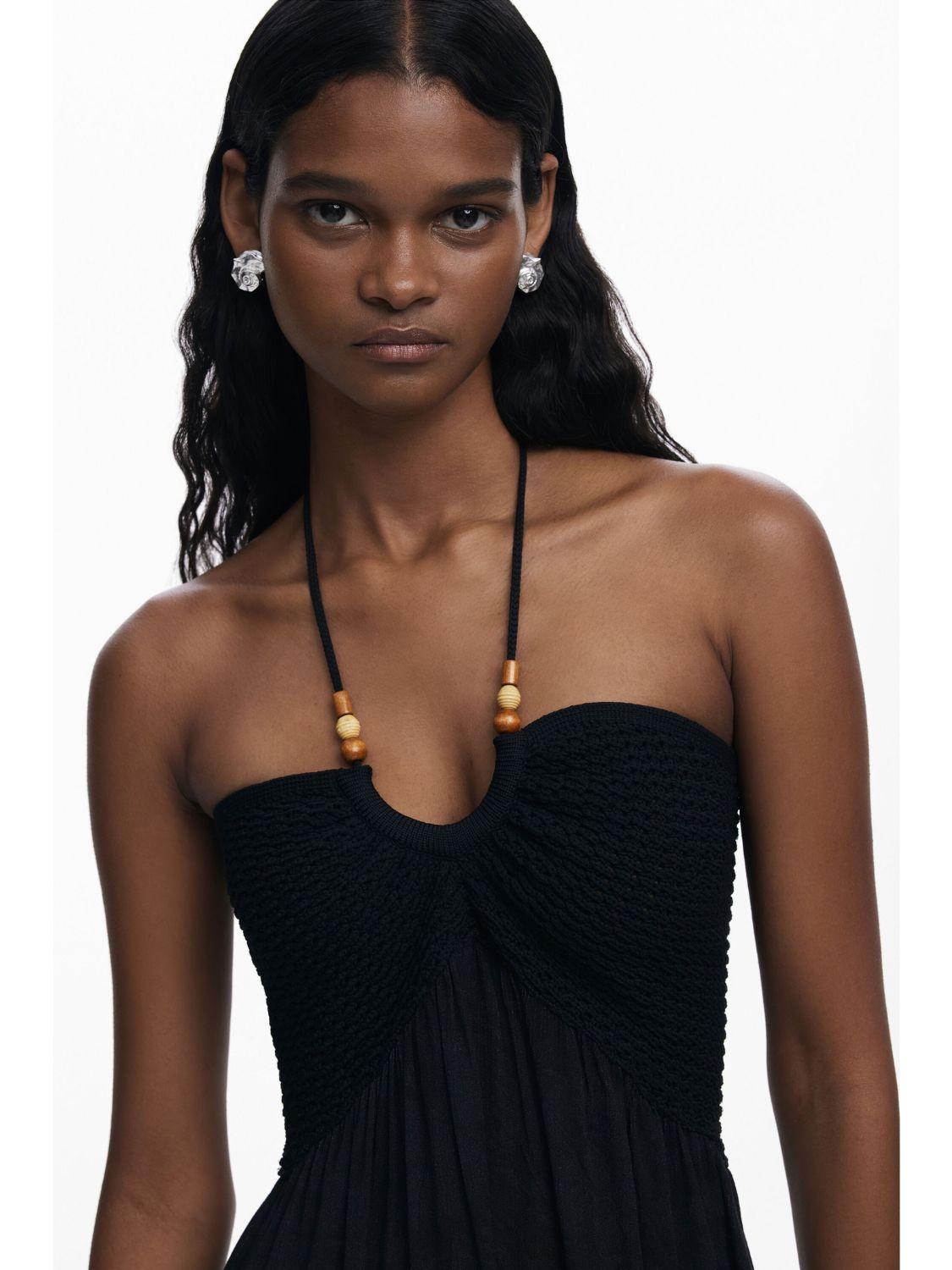 Desigual Abito lungo tropicale Donna Nero - Santangelo