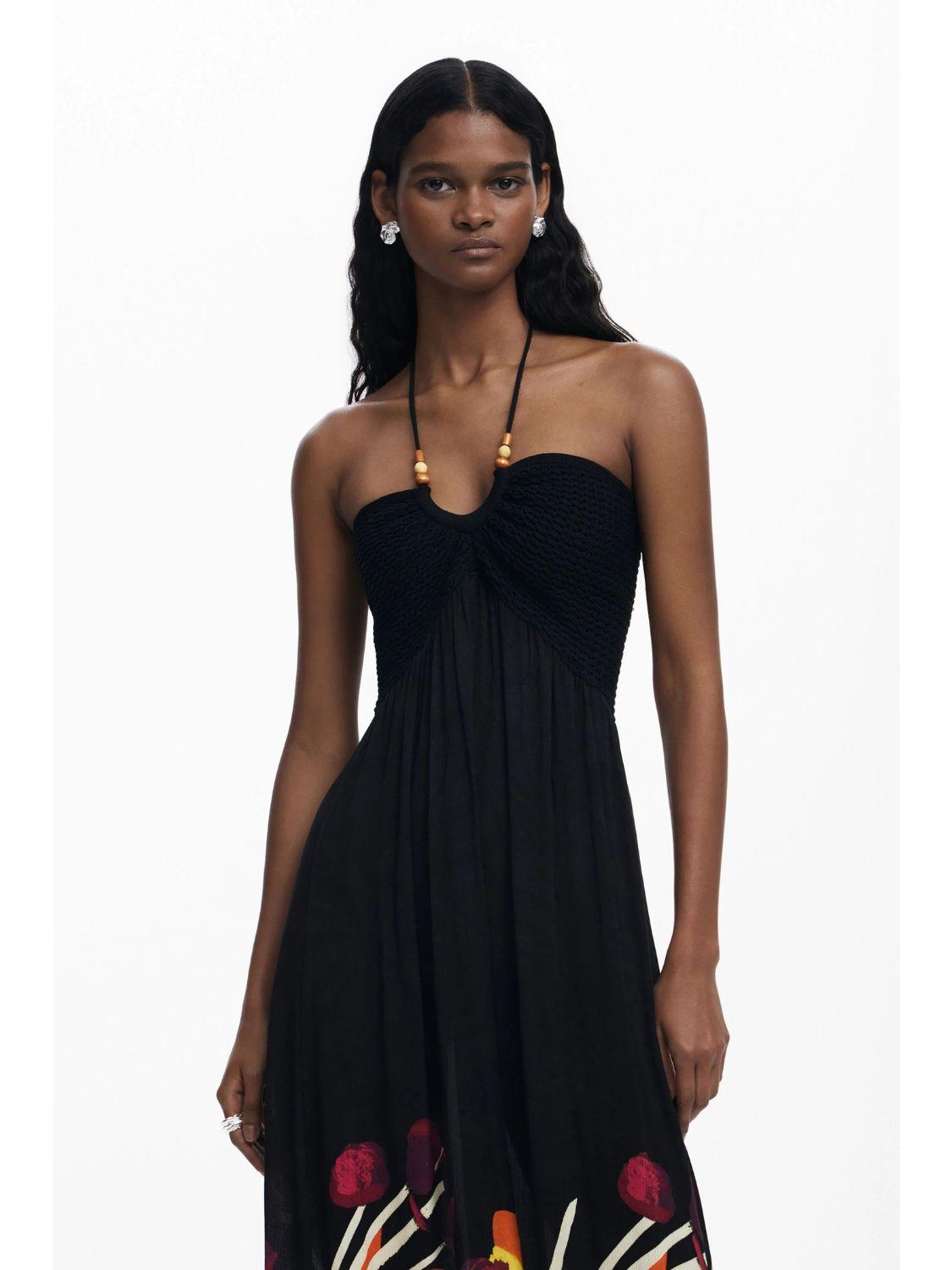 Desigual Abito lungo tropicale Donna Nero - Santangelo
