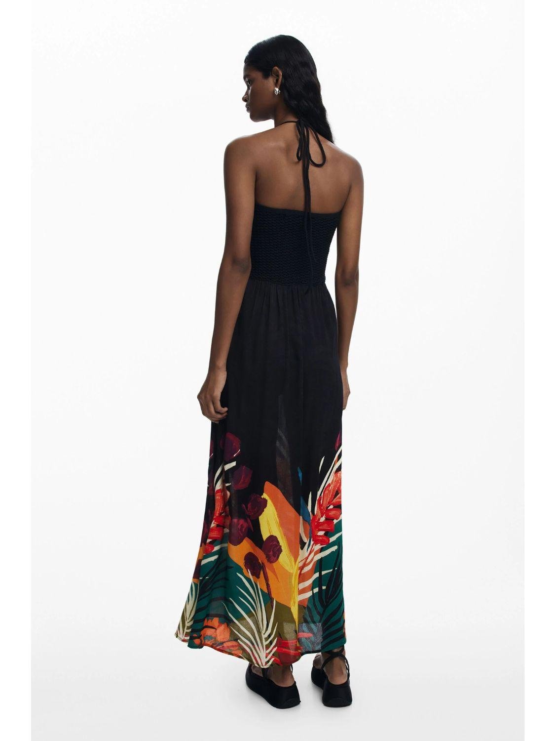 Desigual Abito lungo tropicale Donna Nero - Santangelo