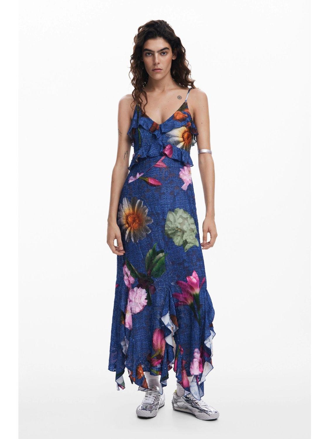 Desigual Abito midi a fiori Donna Blu - Santangelo