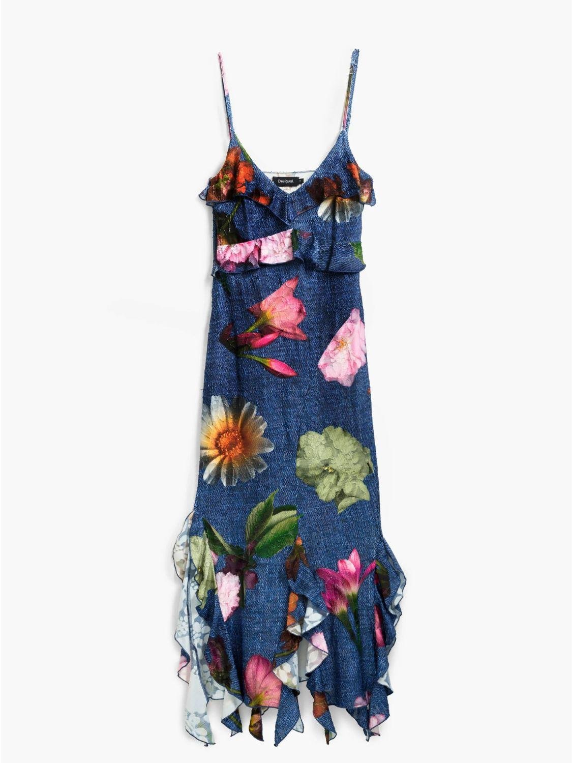 Desigual Abito midi a fiori Donna Blu - Santangelo