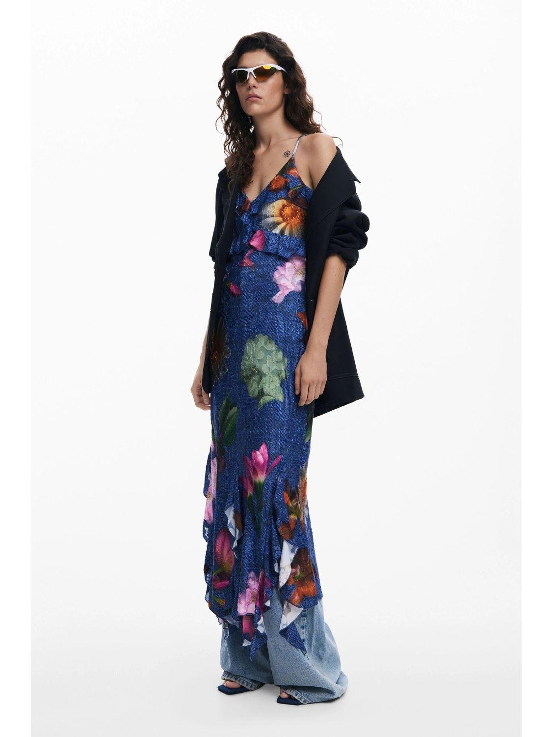 Desigual Abito midi a fiori Donna Blu - Santangelo