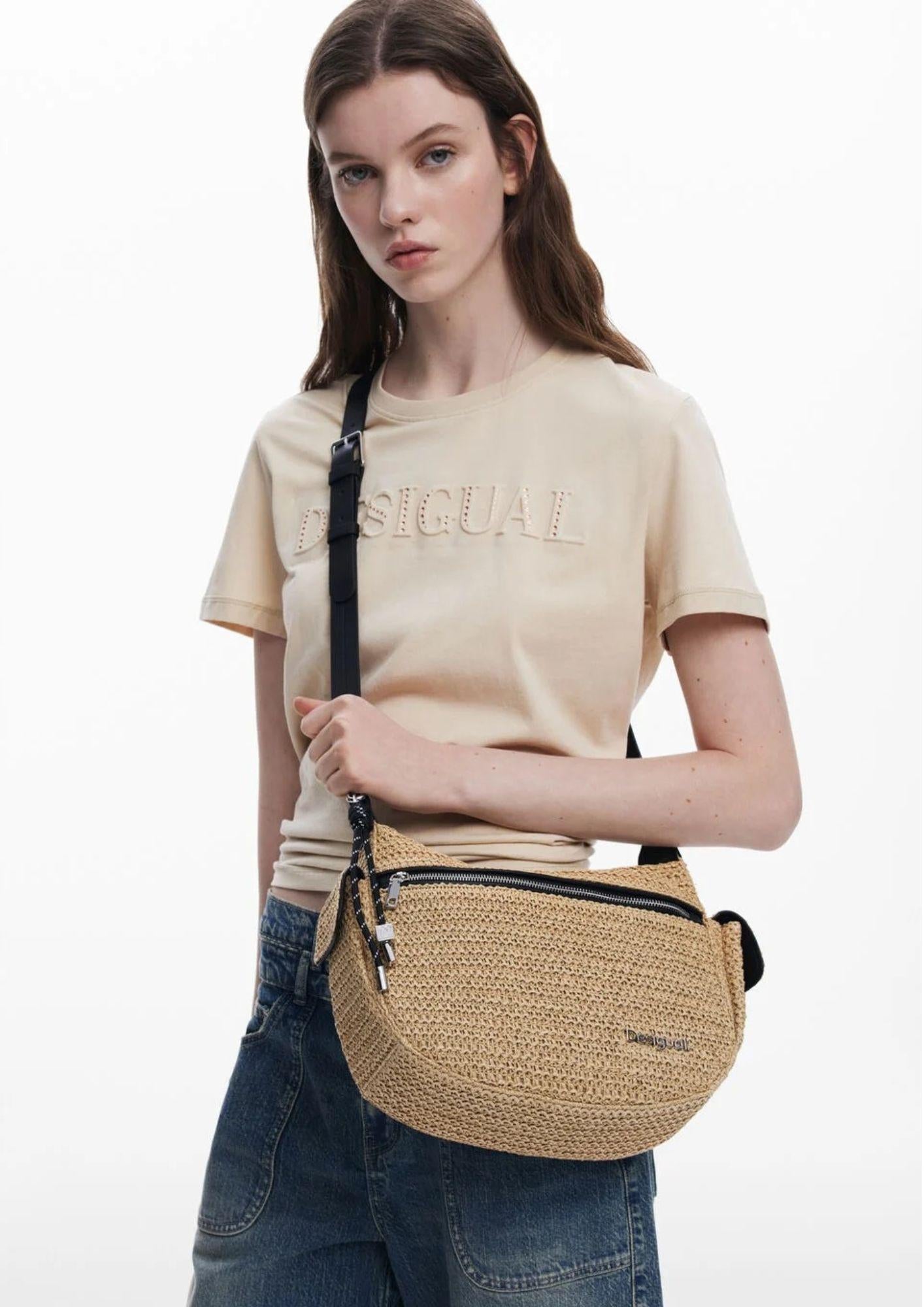 Desigual Borsa Donna Astana Beige Raffia - Santangelo