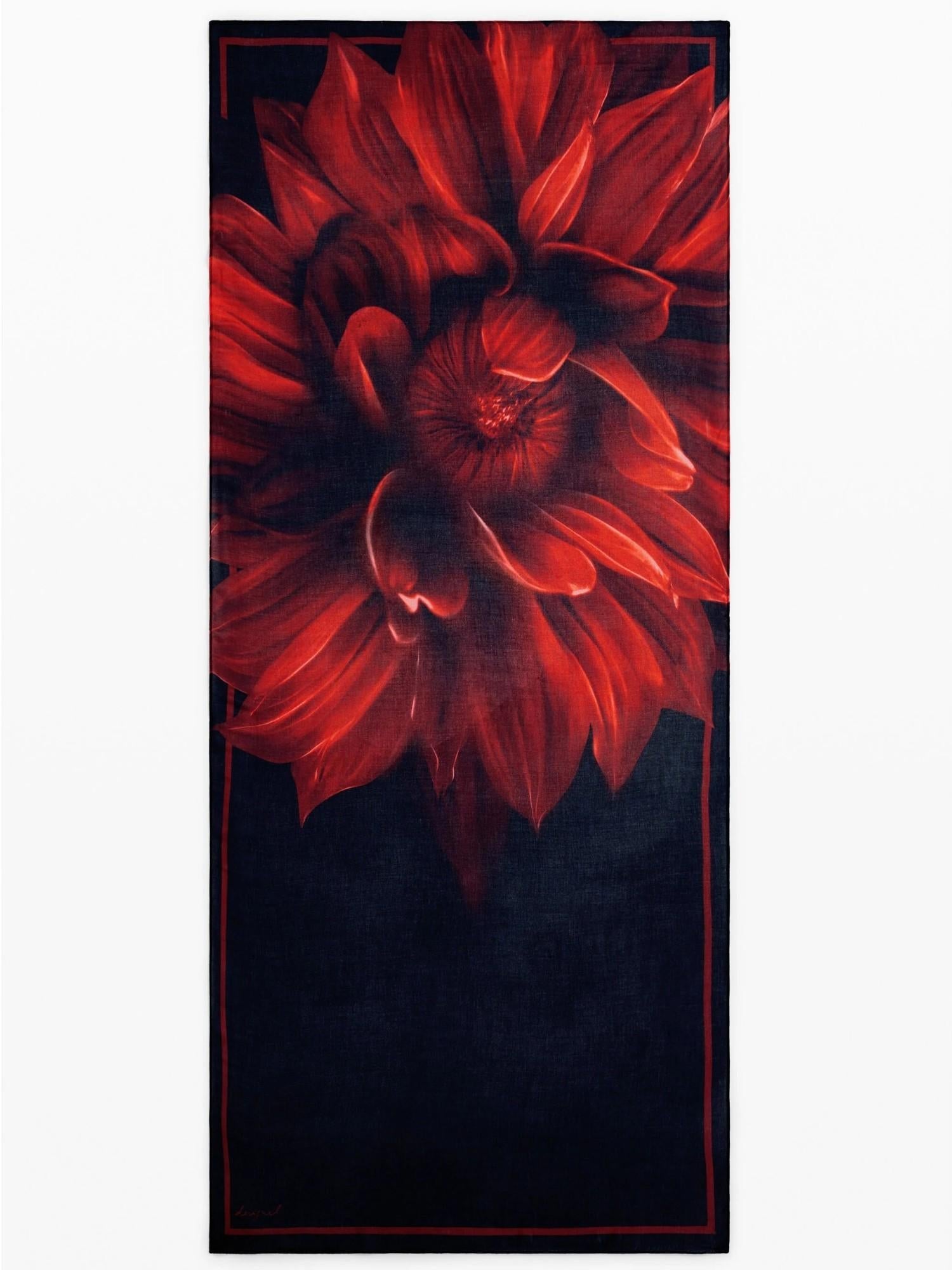 Desigual Foulard rettangolare a fiori Donna Nero - Santangelo