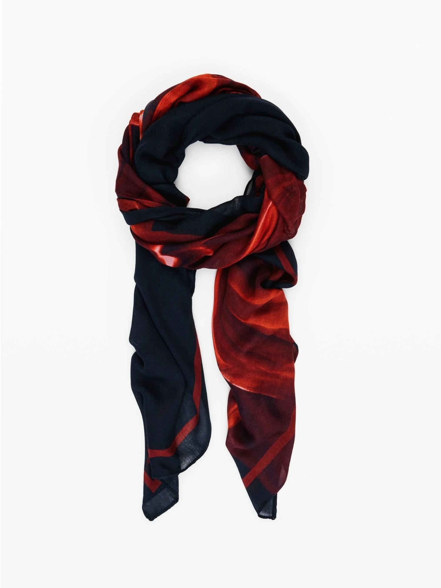 Desigual Foulard rettangolare a fiori Donna Nero - Santangelo