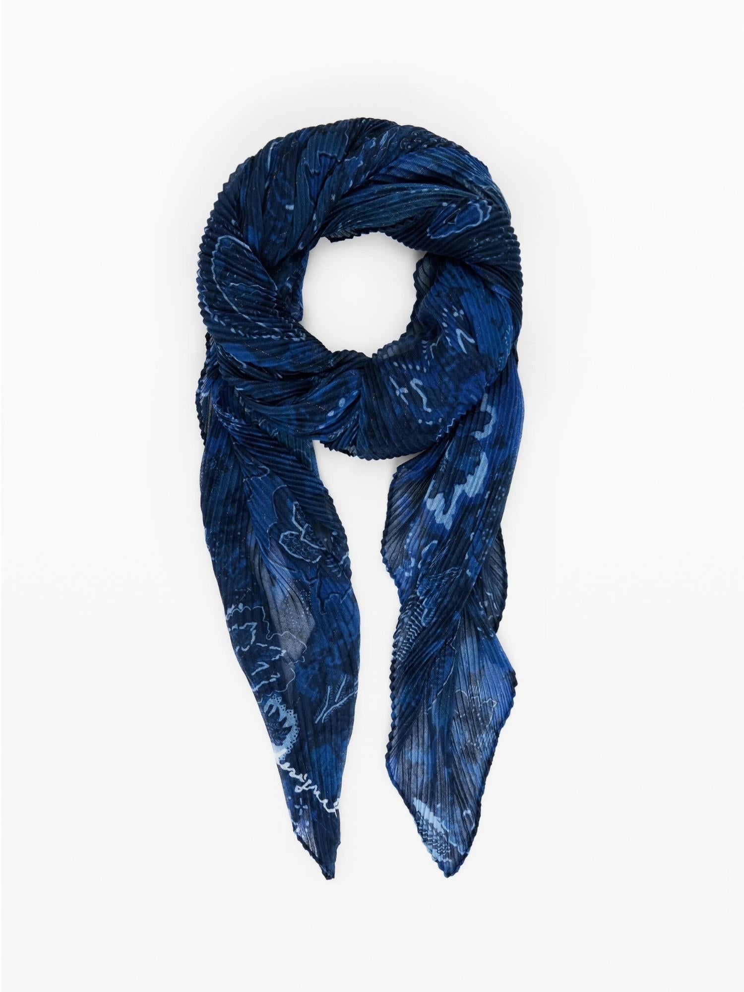Desigual Foulard rettangolare plissettato paisley Donna Blu - Santangelo