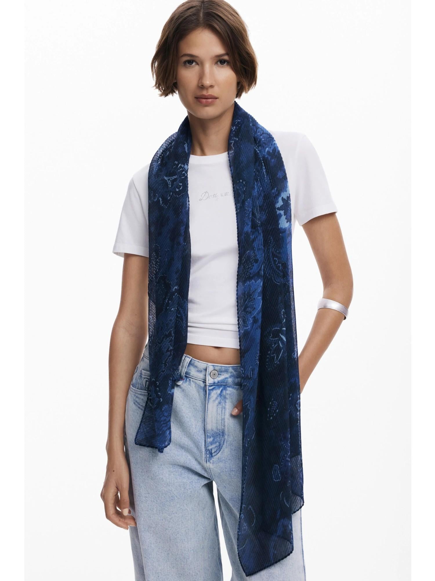 Desigual Foulard rettangolare plissettato paisley Donna Blu - Santangelo