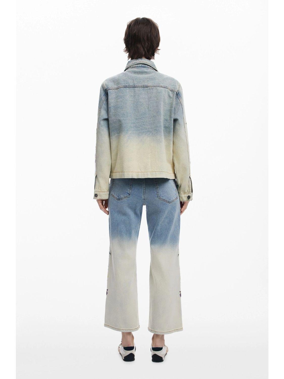 Desigual Giacca di jeans con fiori Donna Blu Chiaro - Santangelo
