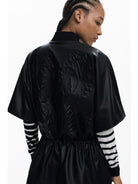 Desigual Poncho effetto pelle a rilievi Donna Nero - Santangelo