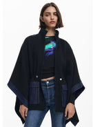 Desigual Poncho in denim combinato Donna Nero - Santangelo