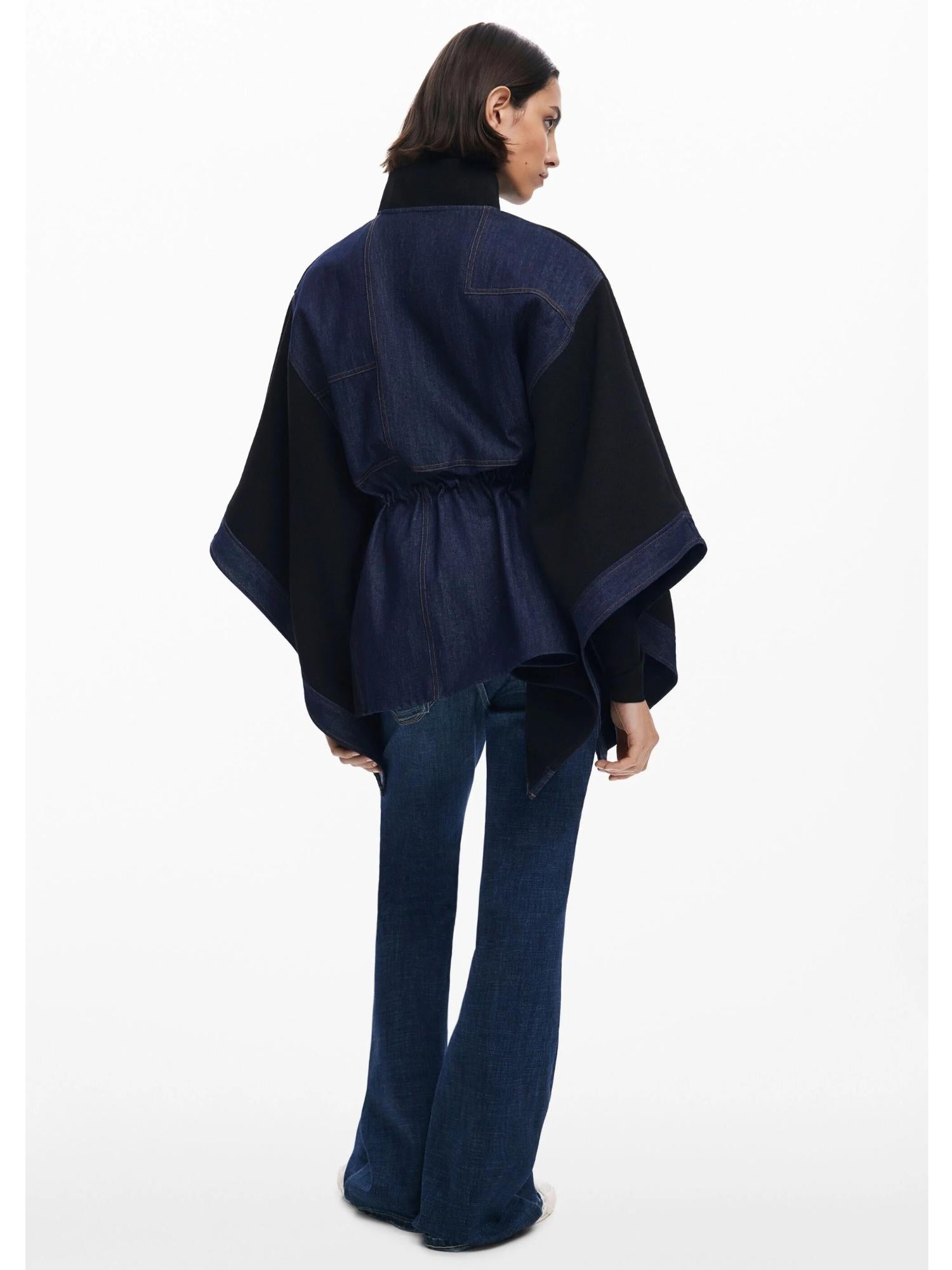 Desigual Poncho in denim combinato Donna Nero - Santangelo