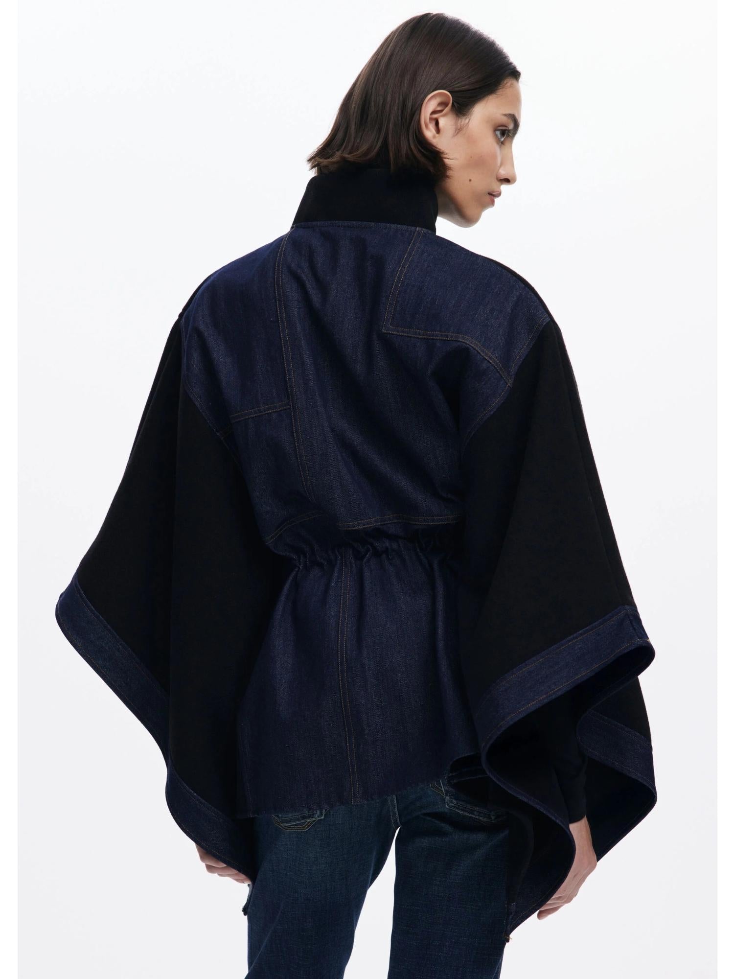 Desigual Poncho in denim combinato Donna Nero - Santangelo