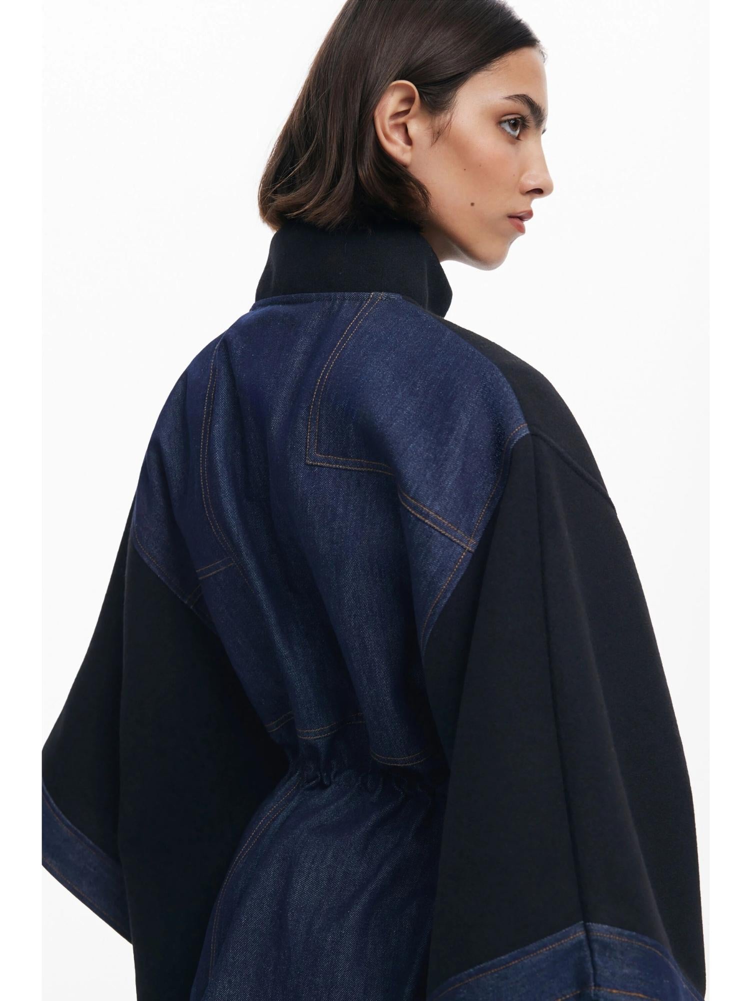 Desigual Poncho in denim combinato Donna Nero - Santangelo