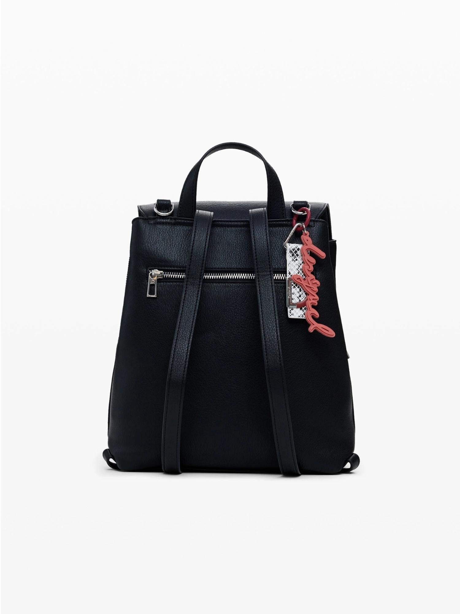 DESIGUAL Desigual Zaino con patta piccola incisa Donna Nero Zaino