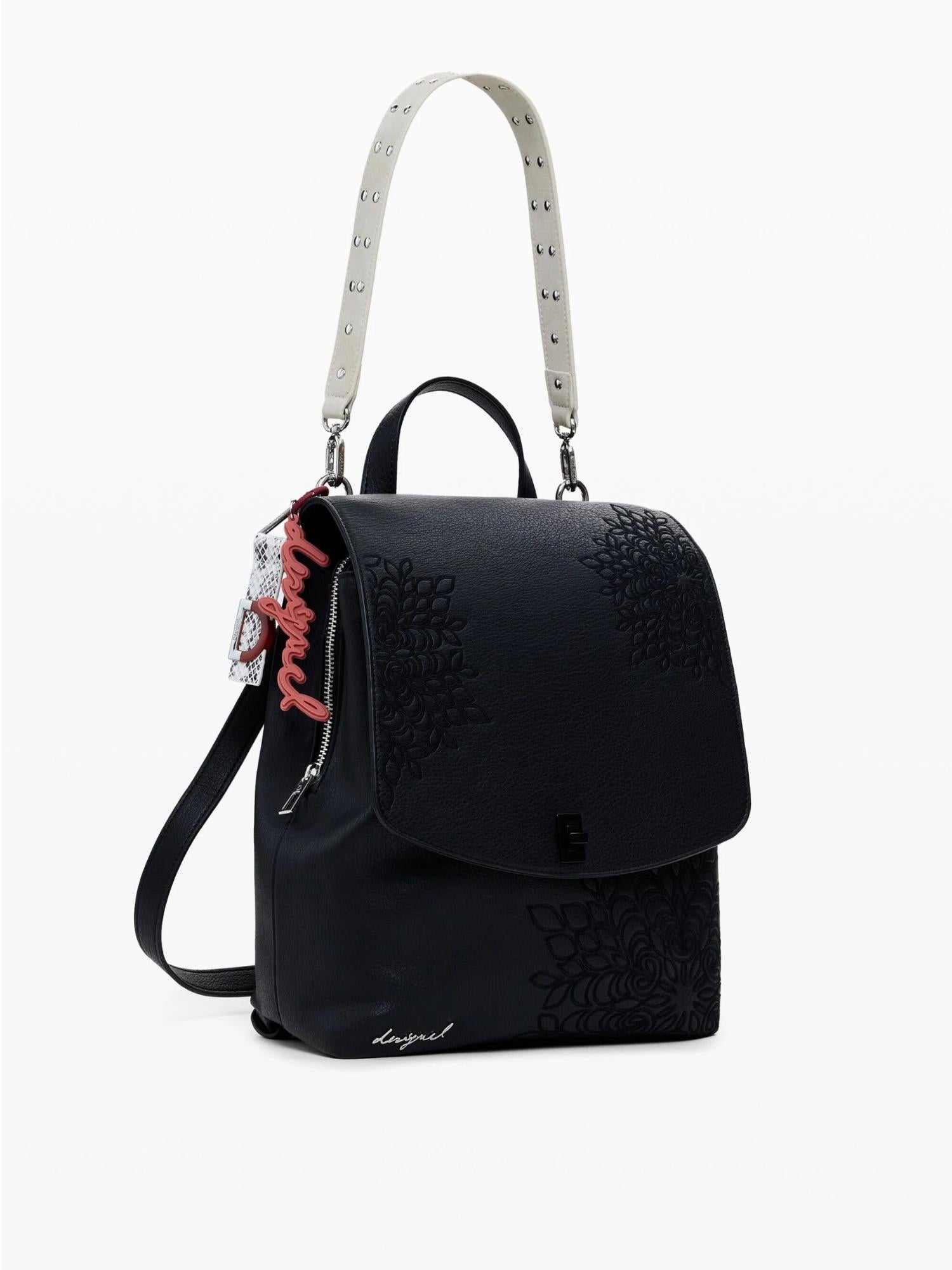 DESIGUAL Desigual Zaino con patta piccola incisa Donna Nero Zaino