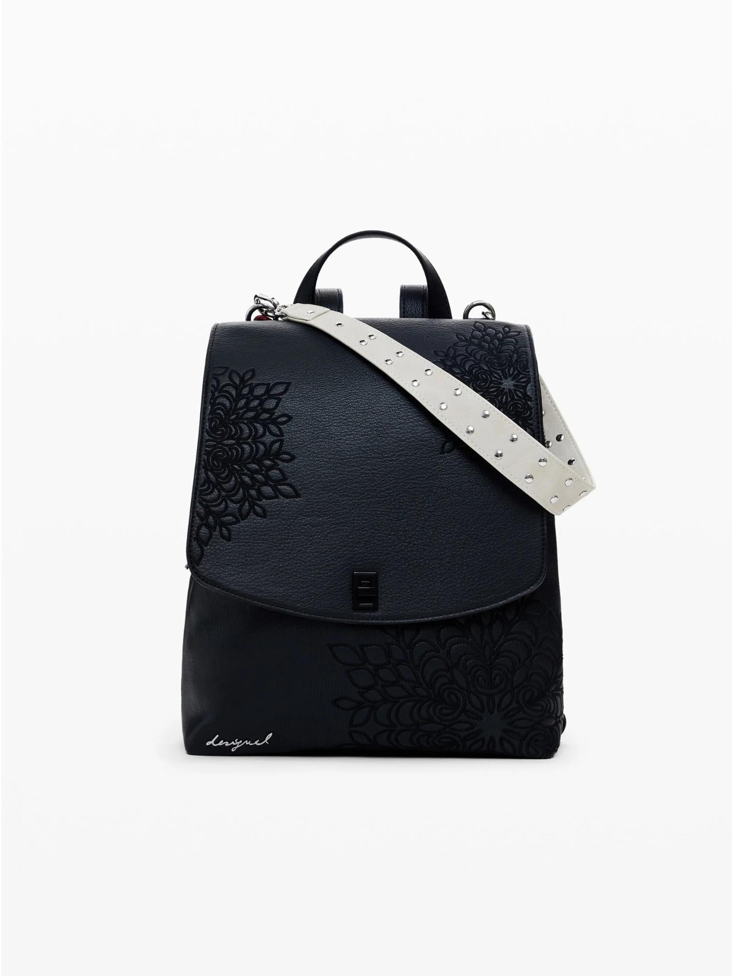 DESIGUAL Desigual Zaino con patta piccola incisa Donna Nero Zaino