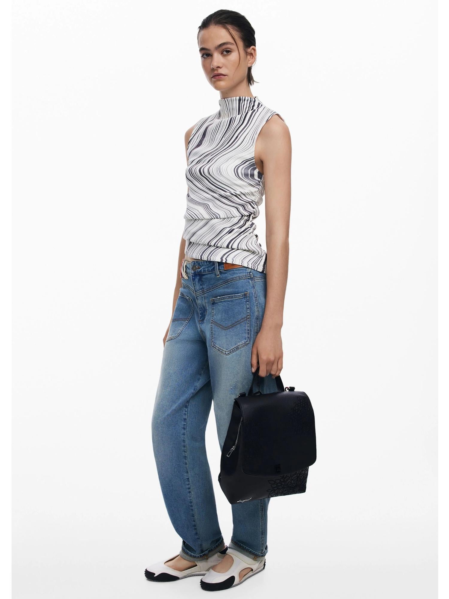 DESIGUAL Desigual Zaino con patta piccola incisa Donna Nero Zaino