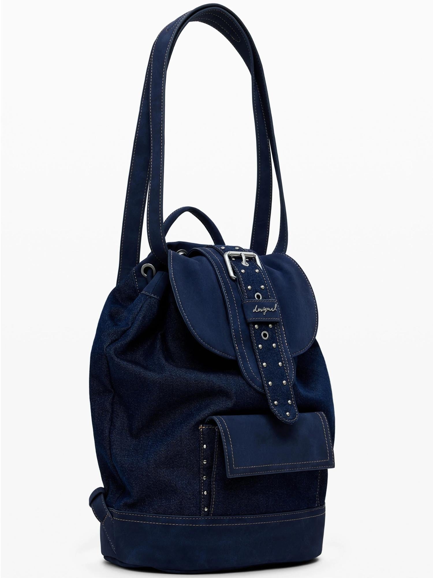 Desigual Zaino denim a secchiello convertibile medio Donna Blu - Santangelo