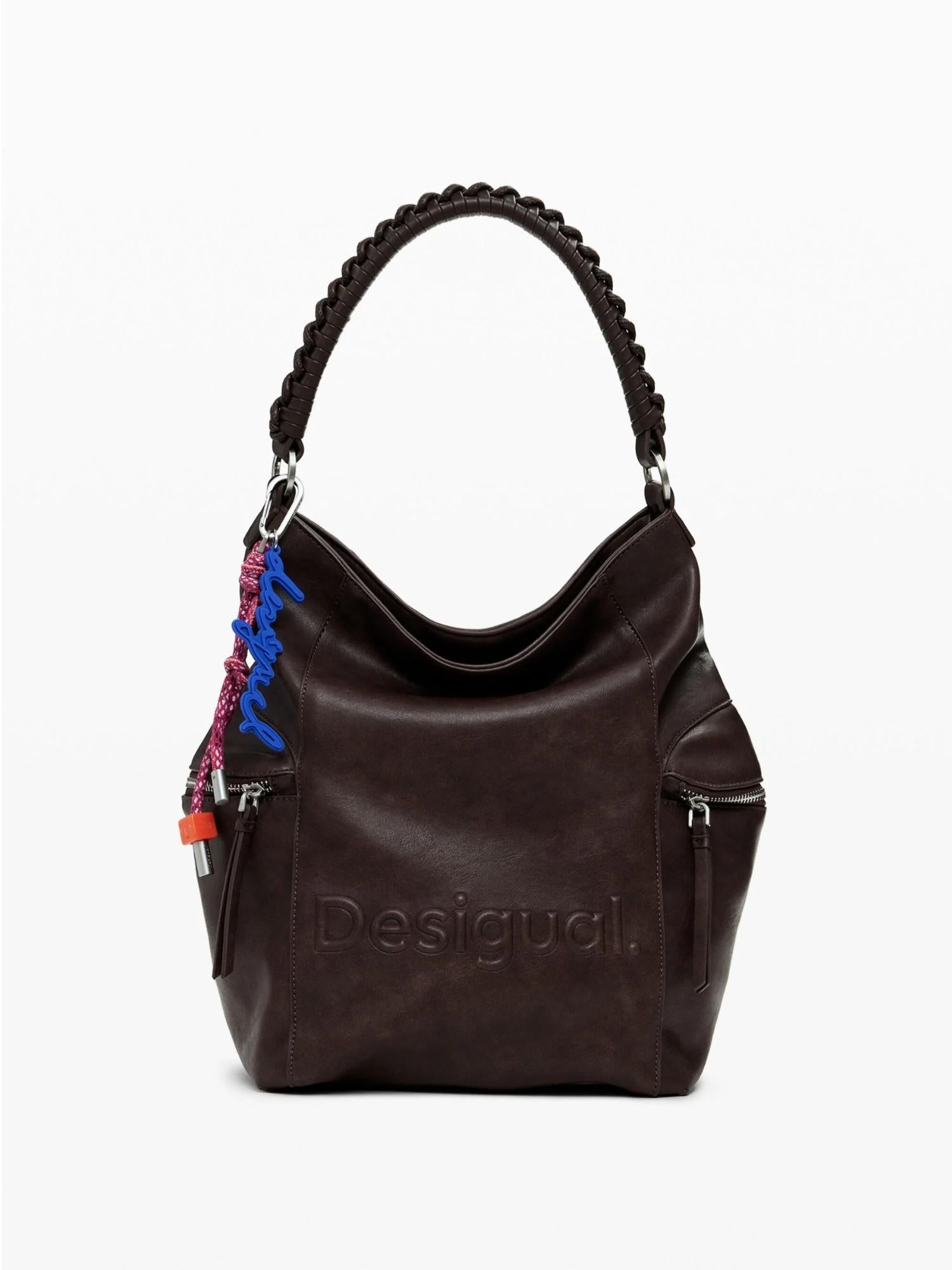 Desigual Zaino effetto camoscio con logo grande Donna Marrone - Santangelo