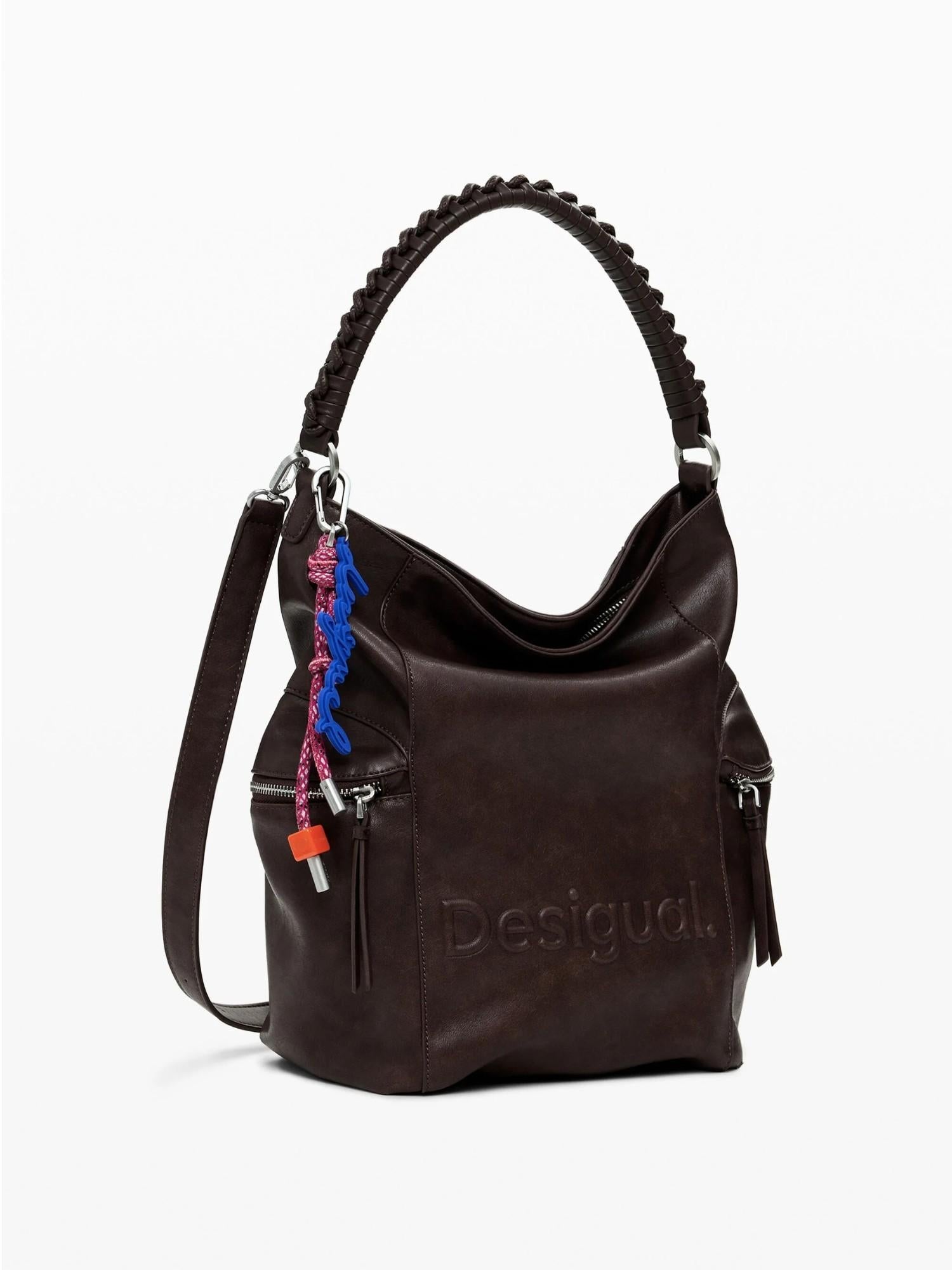 Desigual Zaino effetto camoscio con logo grande Donna Marrone - Santangelo