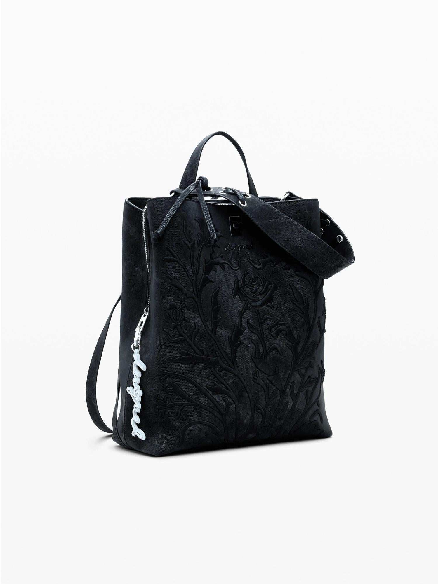 Desigual Zaino piccolo con fiori effetto 3D Donna Nero - Santangelo