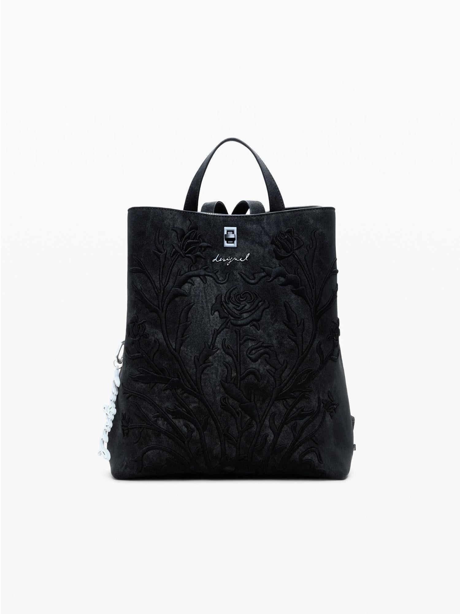 Desigual Zaino piccolo con fiori effetto 3D Donna Nero - Santangelo