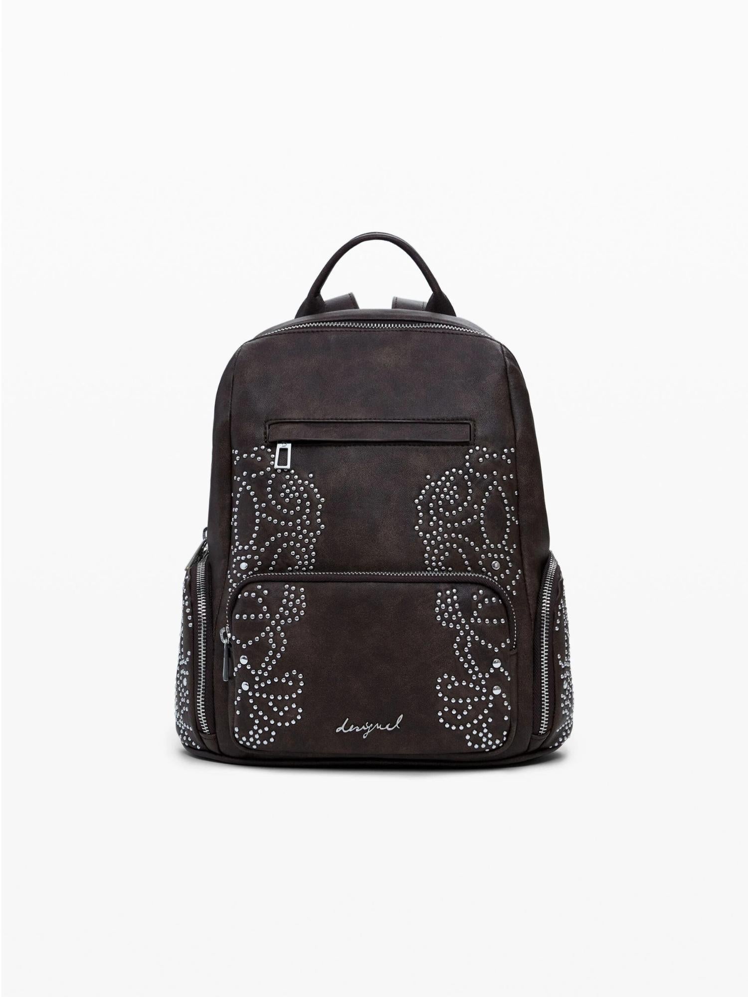 Desigual Zaino piccolo con tasche e borchie Donna Marrone - Santangelo